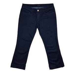 Massimo Dutti Flared Fit Mid Rise Turnover Dark Blue Jeans Size 12